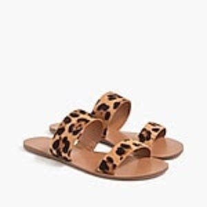 JCREW Calf Hair Leopard Print Sandals